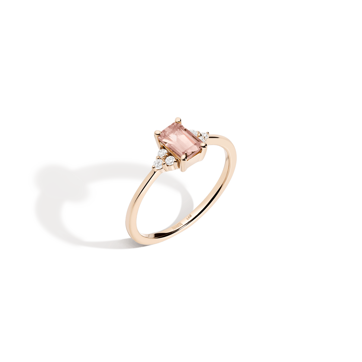 Vintage Emerald Cut Ring Vermeil 14K 18K Yellow Gold Pink Morganite