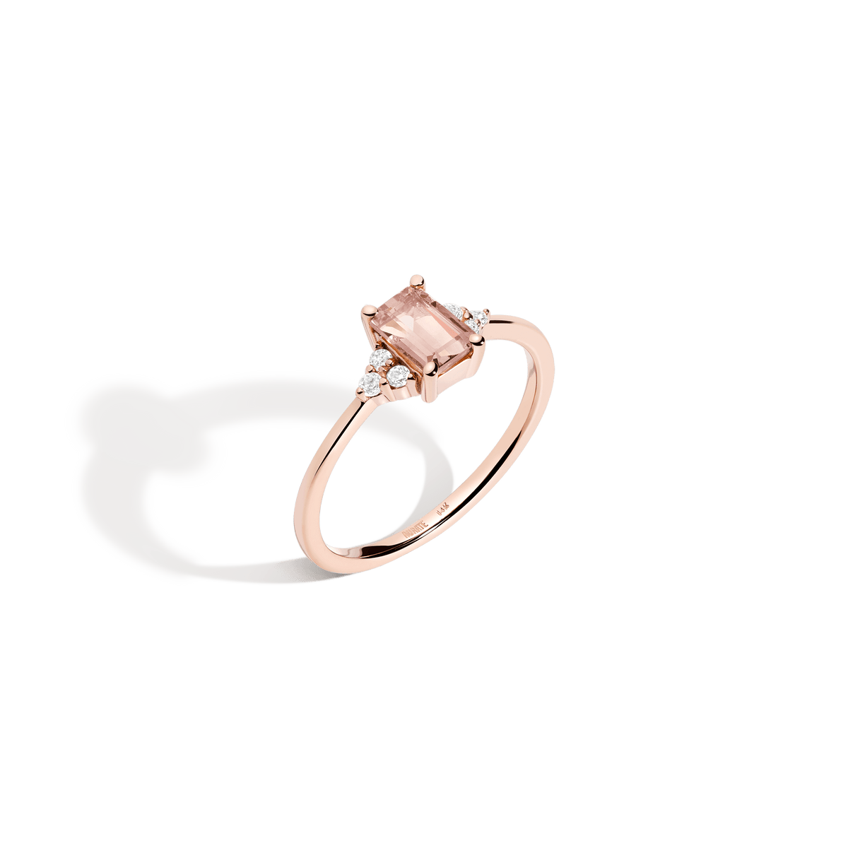 Vintage Emerald Cut Ring Vermeil 14K 18K Rose Gold Pink Morganite