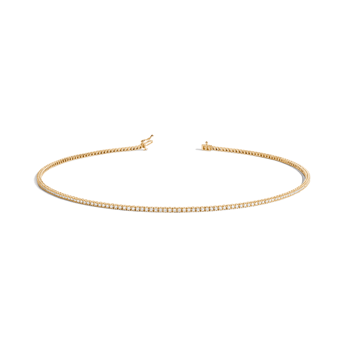 Dazzling Diamond Tennis Necklace 14k 18k Yellow Gold 15.5in 16in 3ct (Medium)