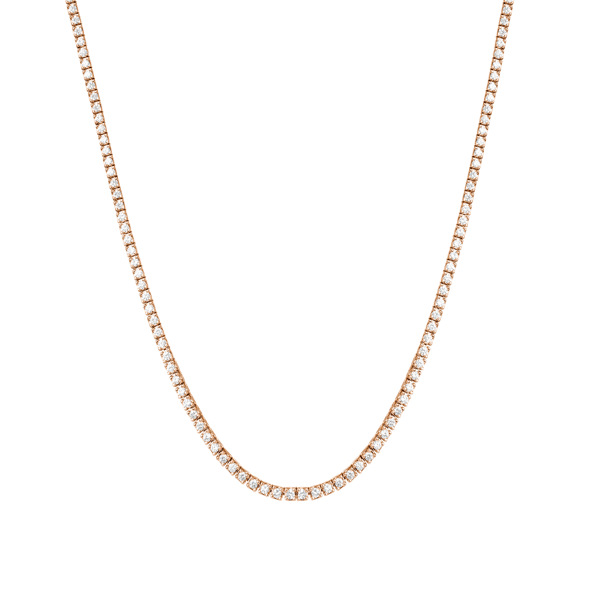 Dazzling Diamond Tennis Necklace 14k 18k Rose Gold 15.5in 16in 3ct (Medium)