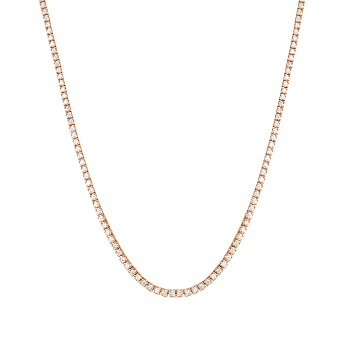 Dazzling Diamond Tennis Necklace 14k 18k Rose Gold 15.5in 16in 3ct (Medium)