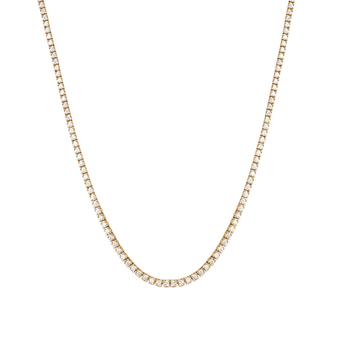 Dazzling Diamond Tennis Necklace 14k 18k Yellow Gold 15.5in 16in 3ct (Medium)