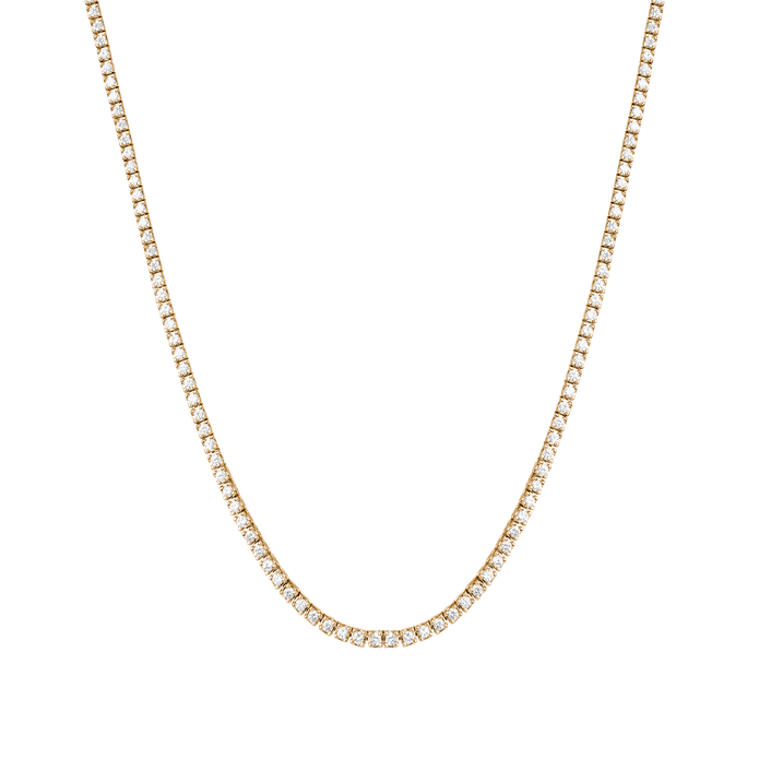 Dazzling Diamond Tennis Necklace 14k 18k Yellow Gold 15.5in 16in 3ct (Medium)