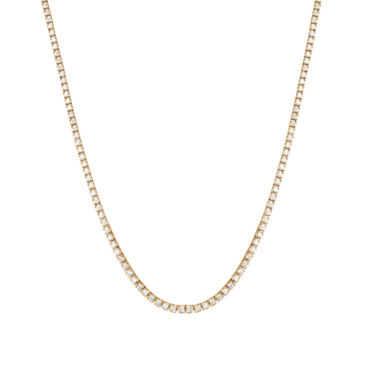 Dazzling Diamond Tennis Necklace 14k 18k Yellow Gold 15.5in 16in 3ct (Medium)