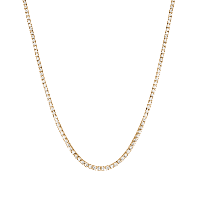 Dazzling Diamond Tennis Necklace 14k 18k Yellow Gold 15.5in 16in 3ct (Medium)