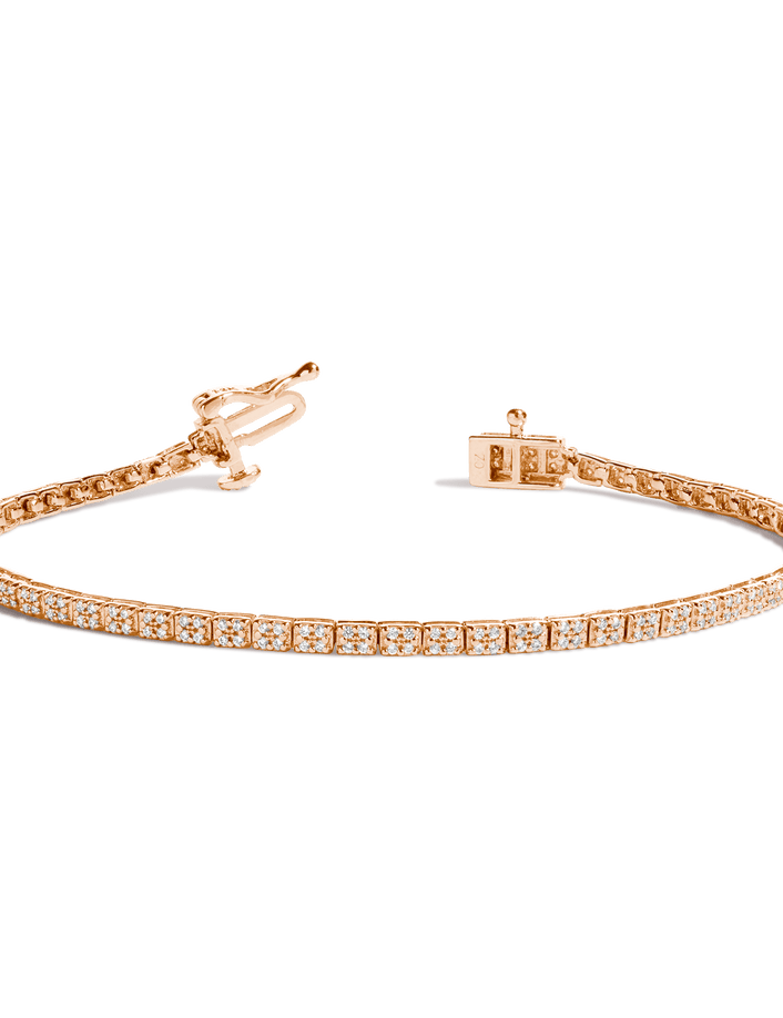 Diamond Cluster Tennis Bracelet 14k 18k Rose Gold 6.5in 7in 7.5in First