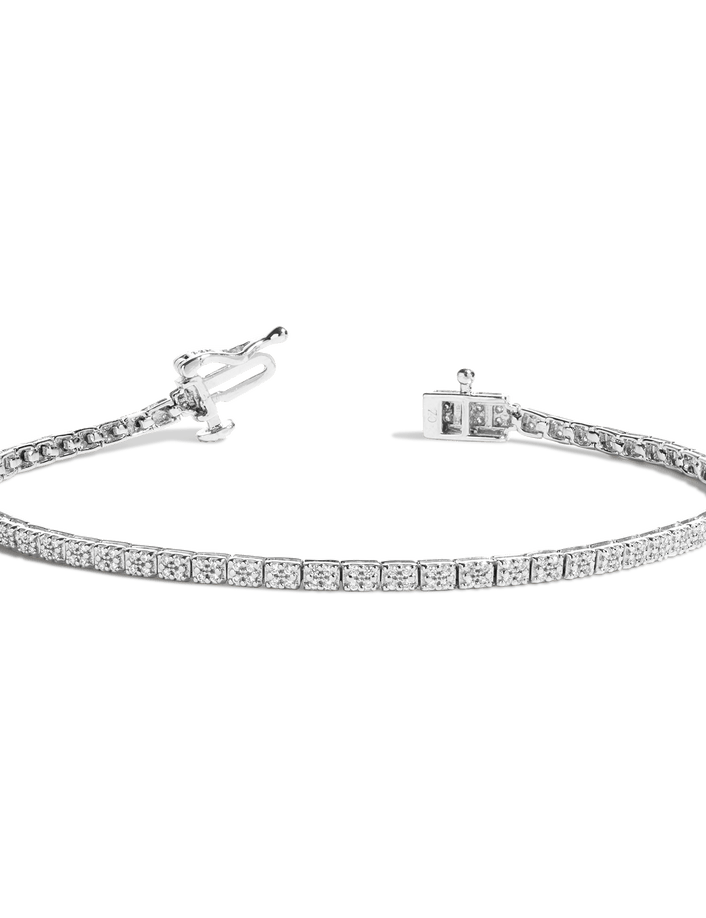 Diamond Cluster Tennis Bracelet 14k 18k White Gold 6.5in 7in 7.5in First