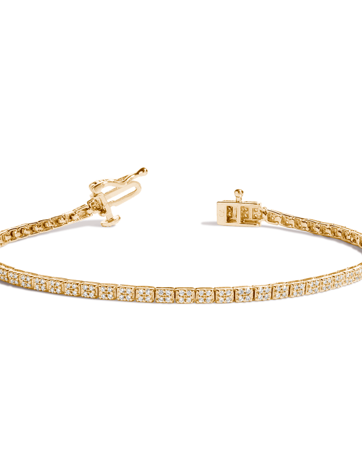 Diamond Cluster Tennis Bracelet 14k 18k Yellow Gold 6.5in 7in 7.5in First