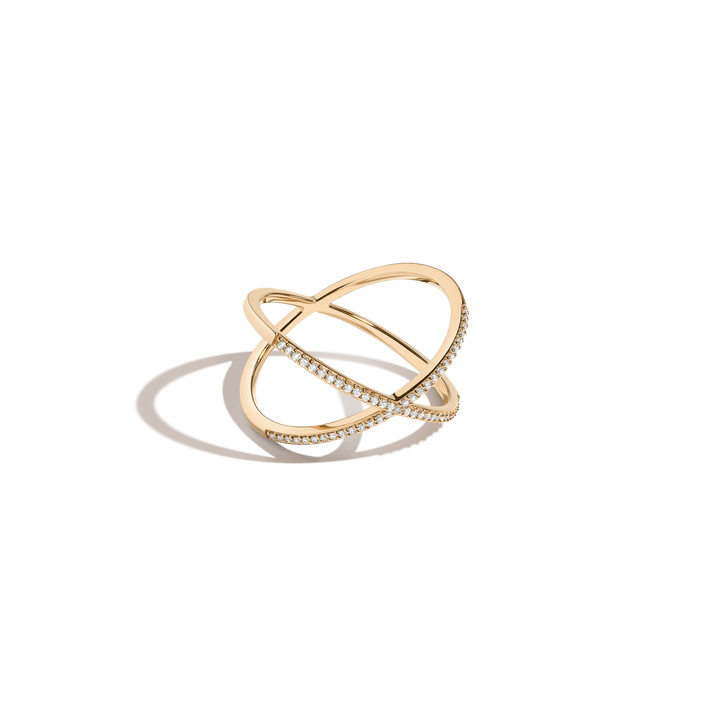 Petite Diamond X Ring 14k 18k Yellow Gold