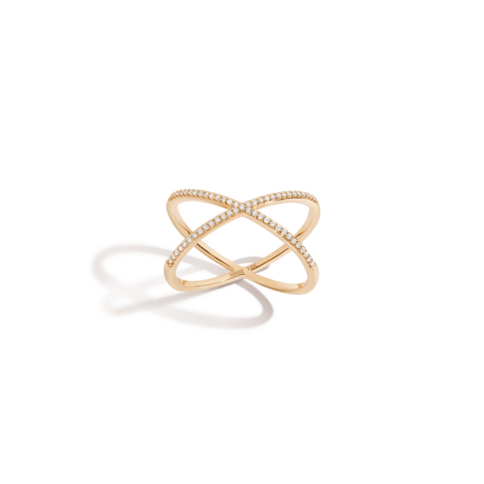 Petite Diamond X Ring 14k 18k Yellow Gold First