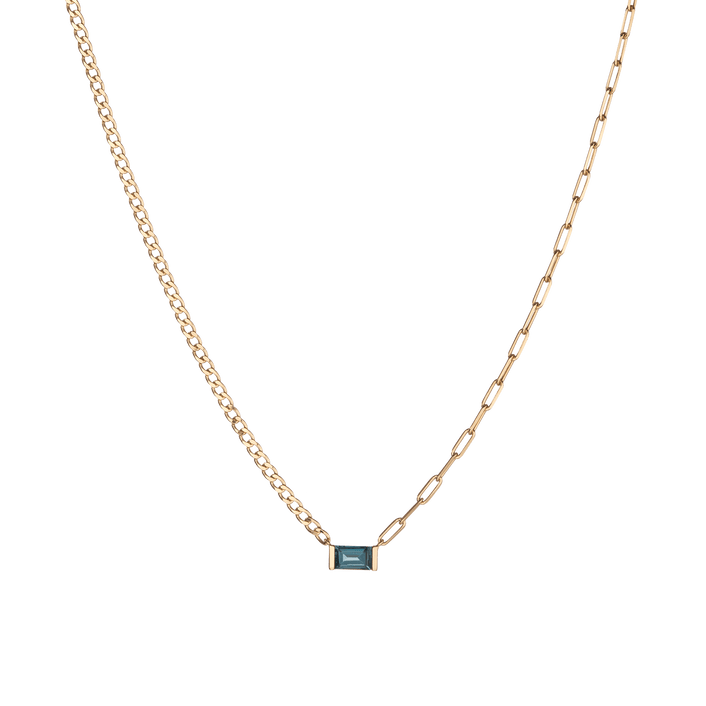 AURATE X MICHELLE: Tranquility Blue Topaz Chain Necklace Vermeil Yellow Gold First