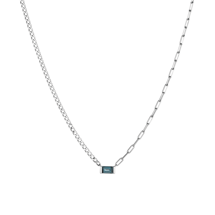 AURATE X MICHELLE: Tranquility Blue Topaz Chain Necklace Vermeil White Gold First