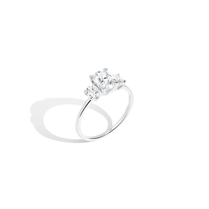 Oval-Cut Tri-Diamond Ring