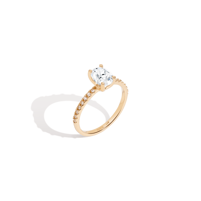 Pavé Oval-Cut Solitaire Diamond Ring