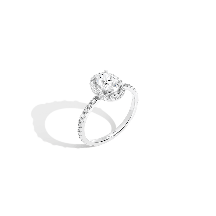Pavé Oval-Cut Halo Diamond Ring