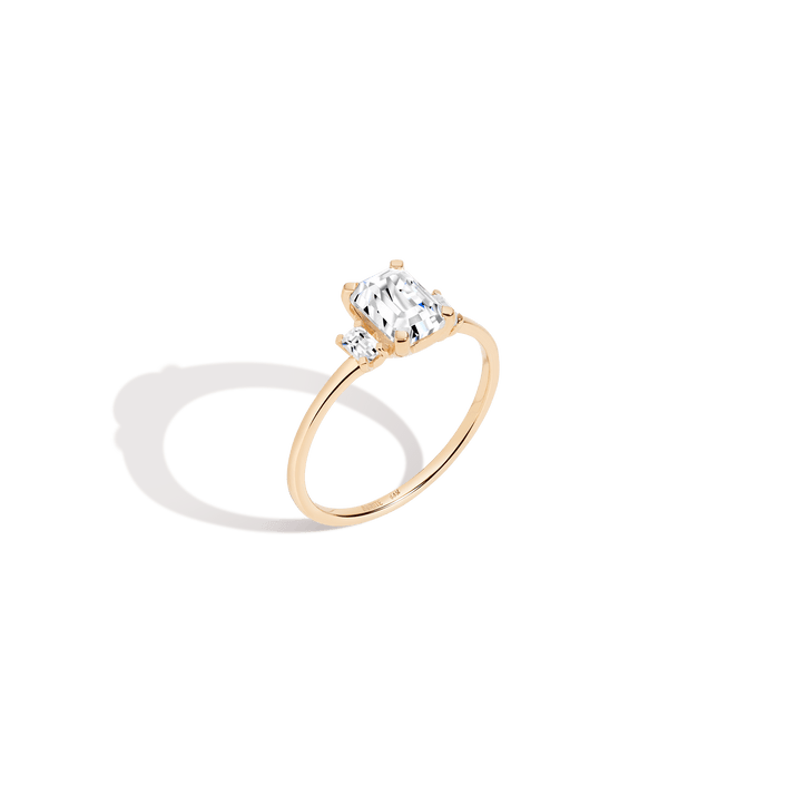 Emerald-Cut Tri-Diamond Ring