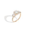Pavé Emerald Tri-Diamond Ring