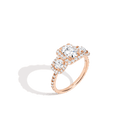Pavé Emerald Tri-Diamond Ring
