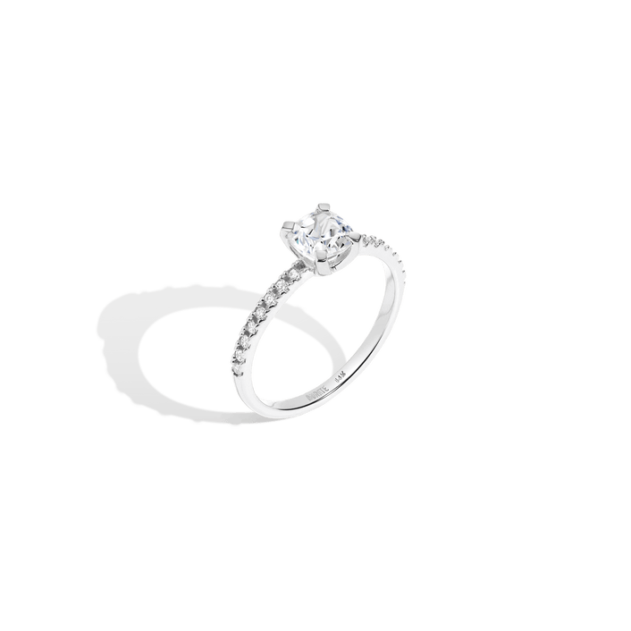 Pavé Cushion Cut Solitaire Diamond Ring