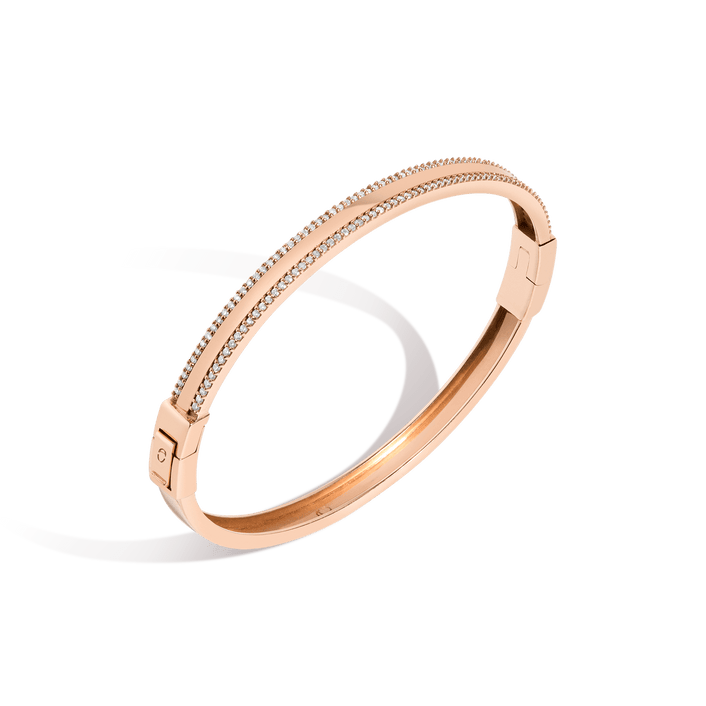 Pavé Lined Gold Hinged Bracelet Vermeil 14K 18K Rose Gold S/M M/L First