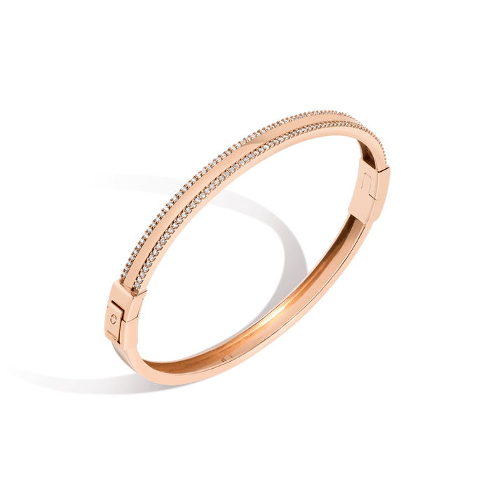 Pavé Lined Gold Hinged Bracelet