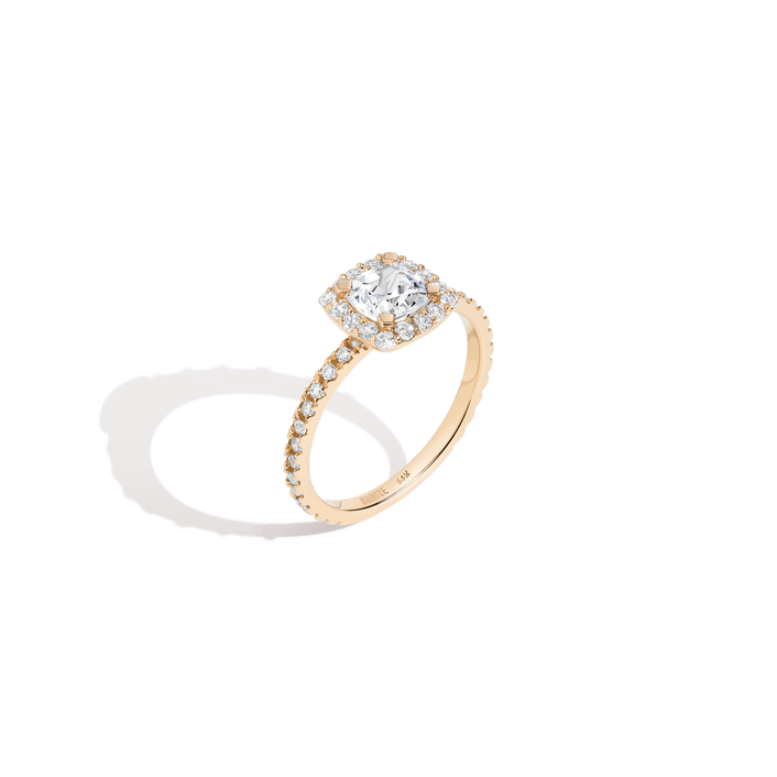 Pavé Cushion Cut Halo Diamond Ring