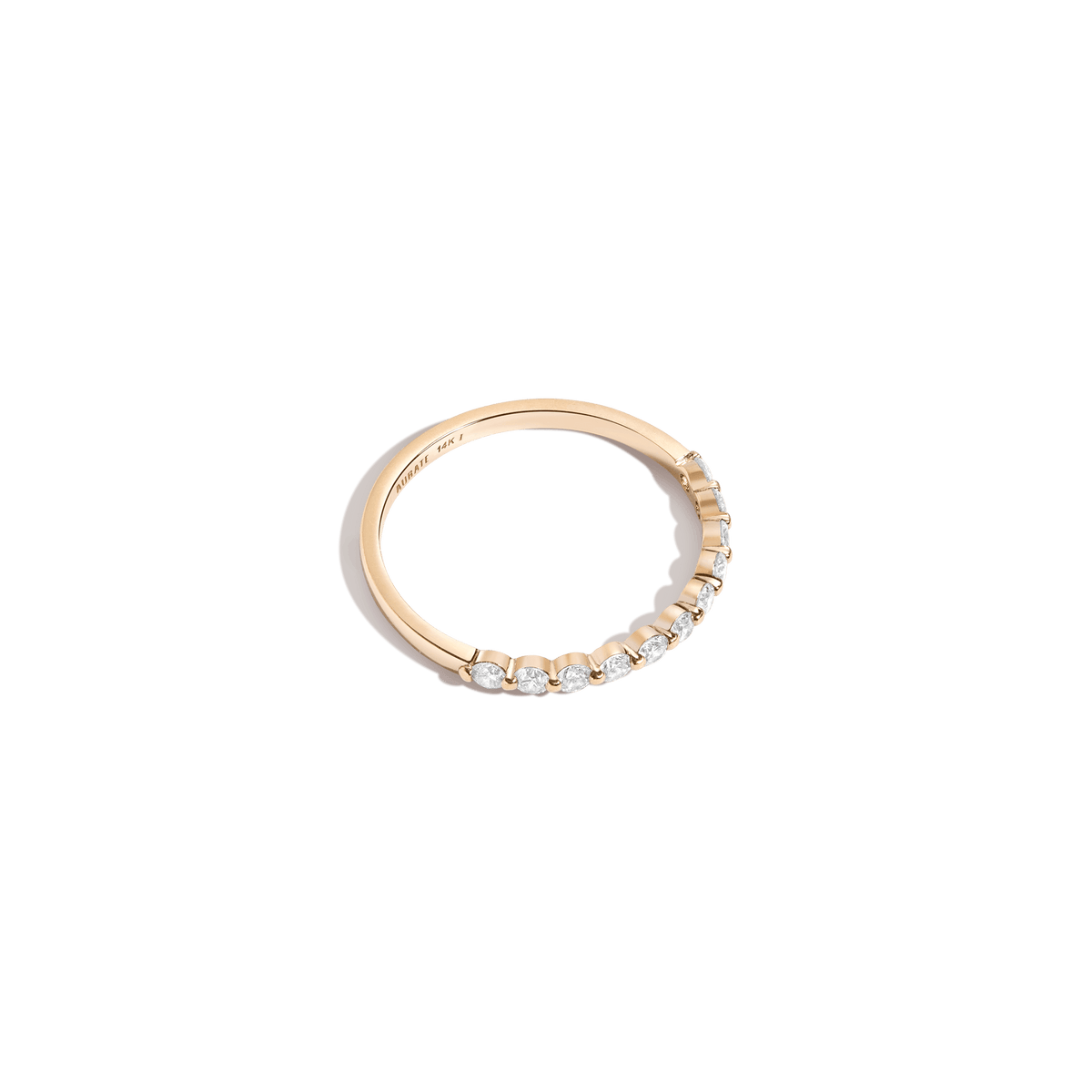 Half-Studded Prong Diamond Gold Band 14K 18K Yellow Gold