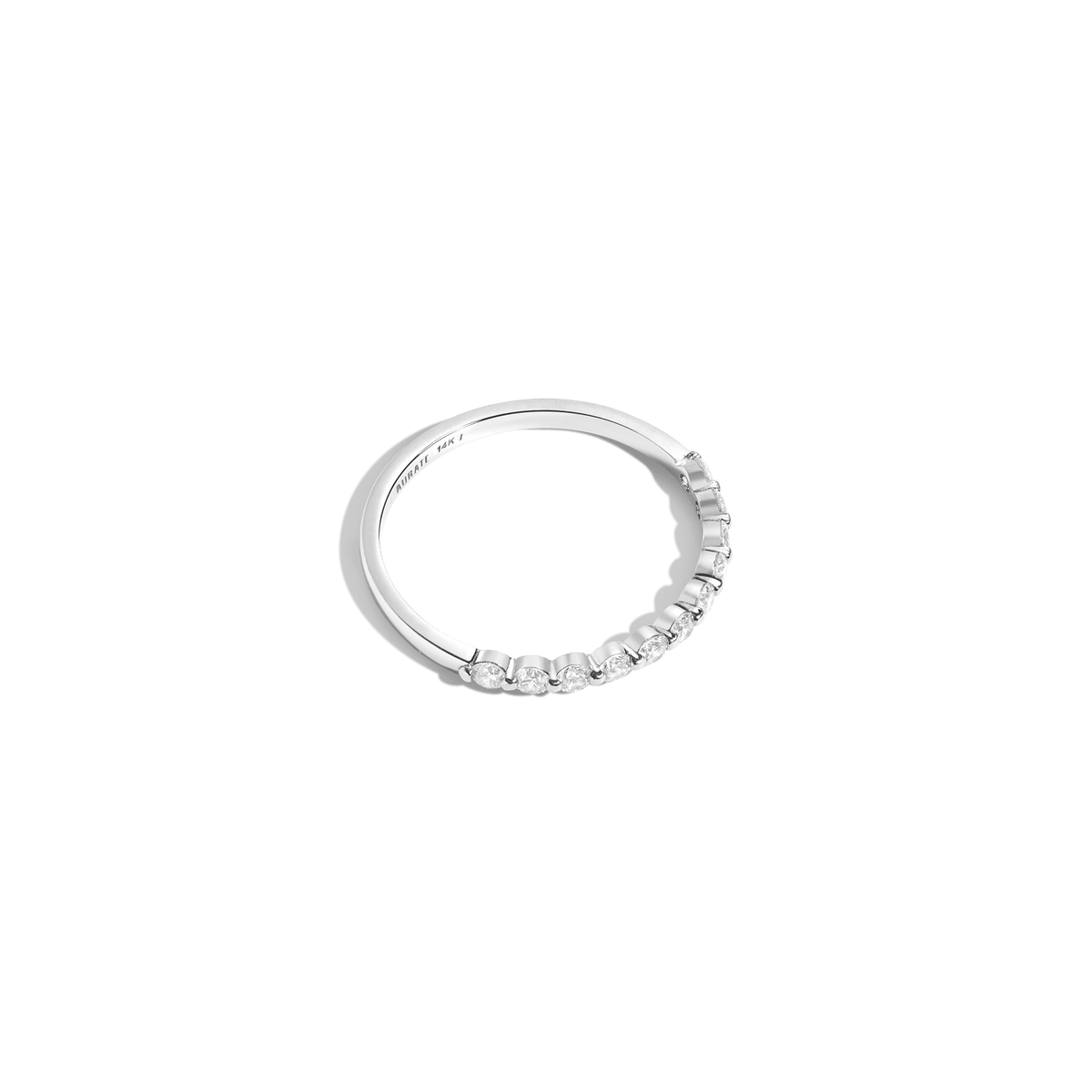 Half-Studded Prong Diamond Gold Band 14K 18K White Gold