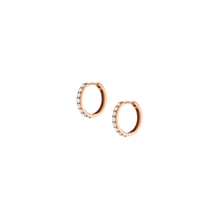 Thick Forever Diamond Hinged Huggie Earrings - 15mm 14K 18K Rose Gold Single Pair First