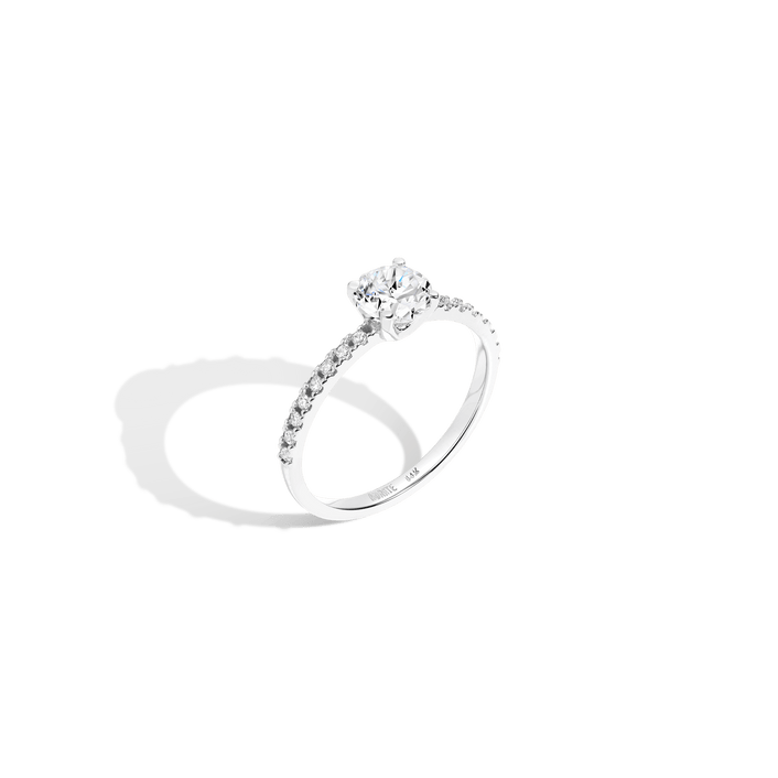 Pavé Round Solitaire Diamond Ring 14K 18K Platinum White Gold Lab-grown Natural First