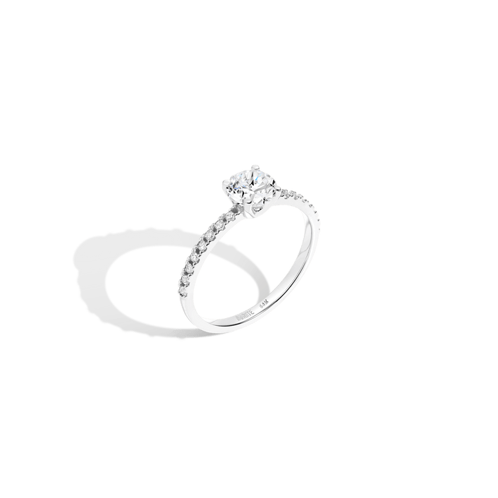 Pavé Round Solitaire Diamond Ring