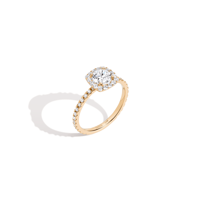 Pavé Round Halo Diamond Ring 14K 18K Platinum Yellow Gold Lab-grown Natural First