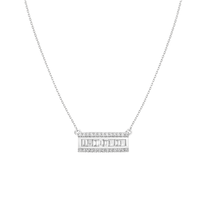 Pavé Baguette Diamond Bar Necklace