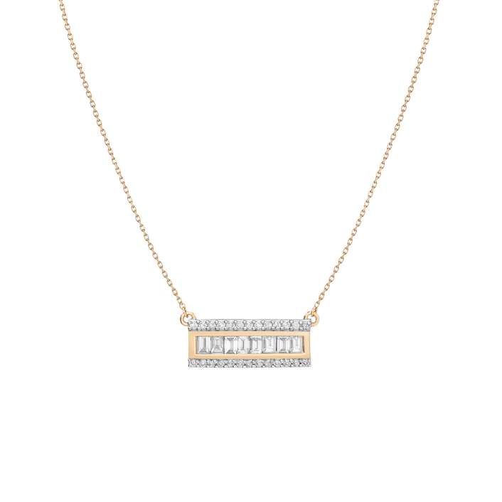 Pavé Baguette Diamond Bar Necklace