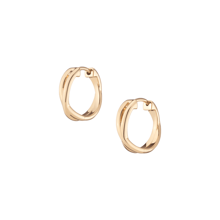 Crossover Huggie Earrings Vermeil 14k 18k Yellow Gold Pair Single 15mm