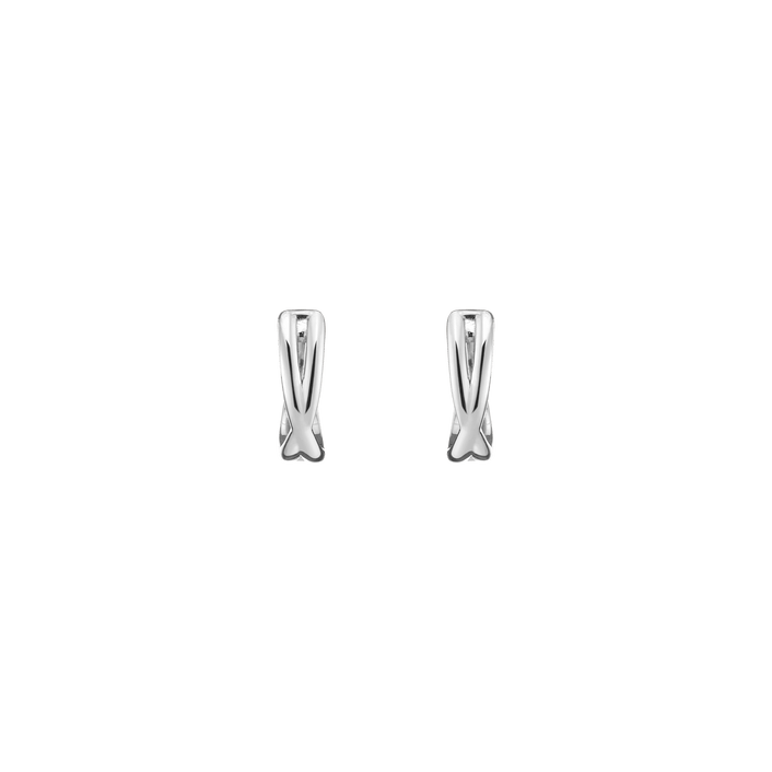 Crossover Huggie Earrings Vermeil 14k 18k White Gold Pair Single 15mm