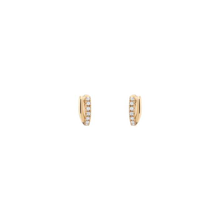 Diamond Crossover Huggie Earrings 14k 18k Yellow Gold Pair Single 10mm