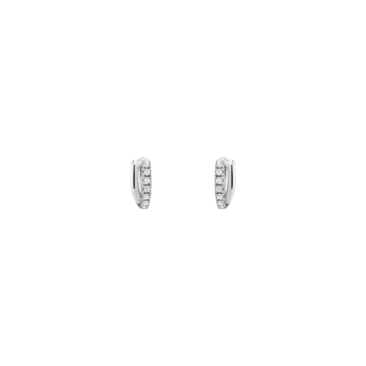 Diamond Crossover Huggie Earrings 14k 18k White Gold Pair Single 10mm