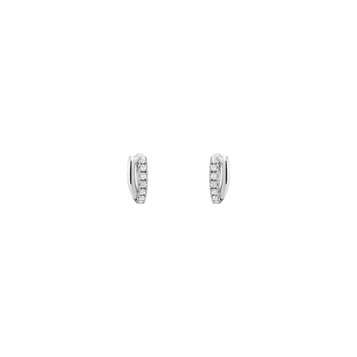 Diamond Crossover Huggie Earrings 14k 18k White Gold Pair Single 10mm