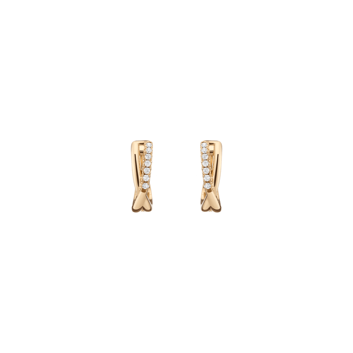 Diamond Crossover Huggie Earrings