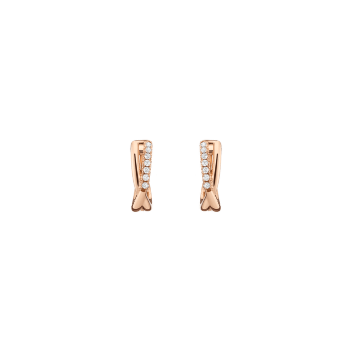 Diamond Crossover Huggie Earrings 14k 18k Rose Gold Single Pair 15mm