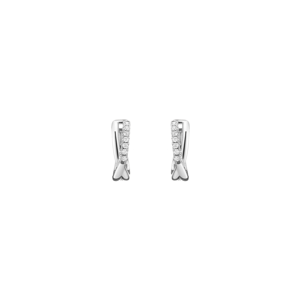 Diamond Crossover Huggie Earrings