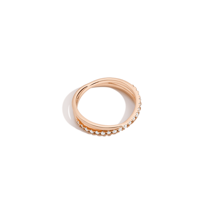 Diamond Crossover Ring 14k 18k Rose Gold