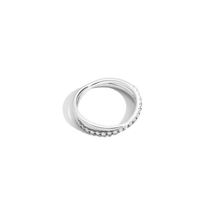 Diamond Crossover Ring 14k 18k White Gold