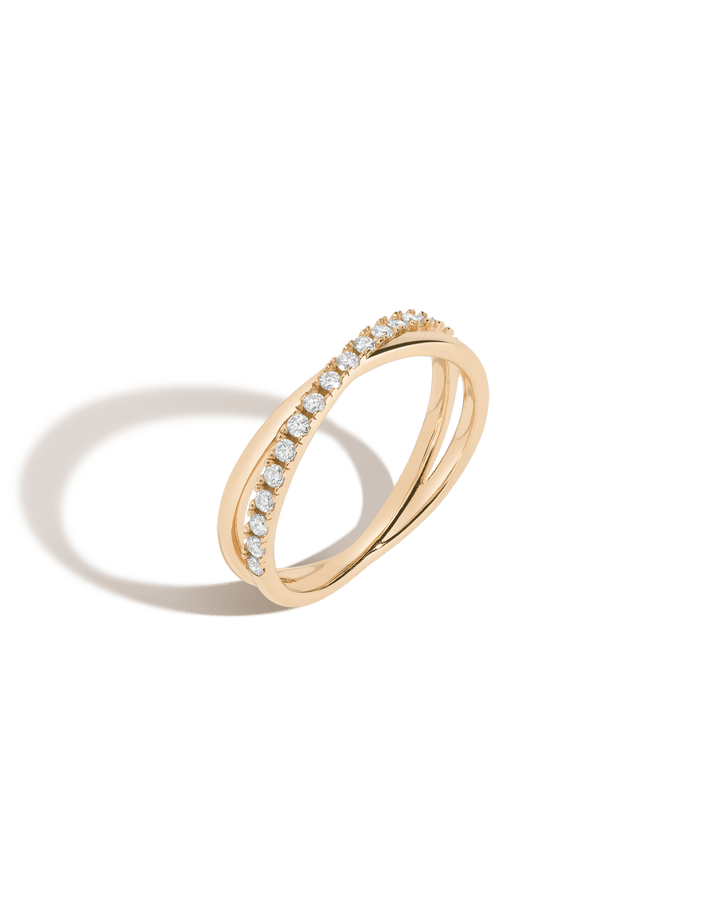 Diamond Crossover Ring 14k 18k Yellow Gold First