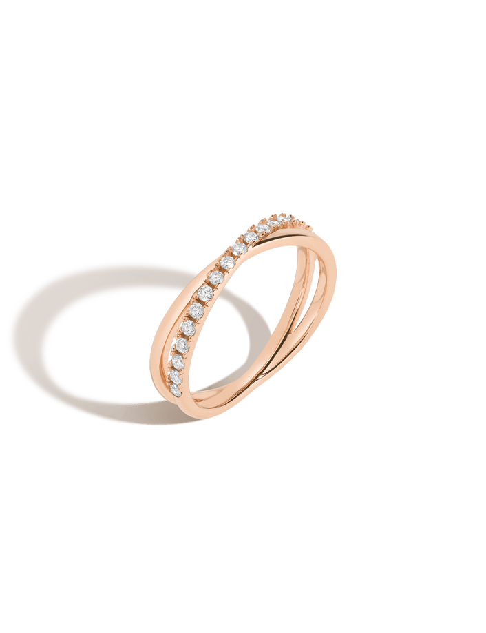 Diamond Crossover Ring 14k 18k Rose Gold First