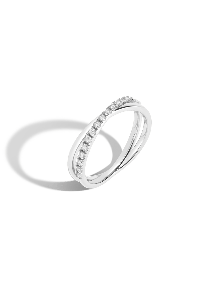 Diamond Crossover Ring 14k 18k White Gold First