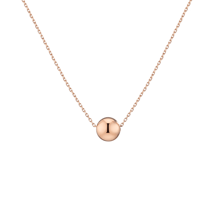 Gold Ball Pendant Necklace Vermeil Rose Gold 8 mm