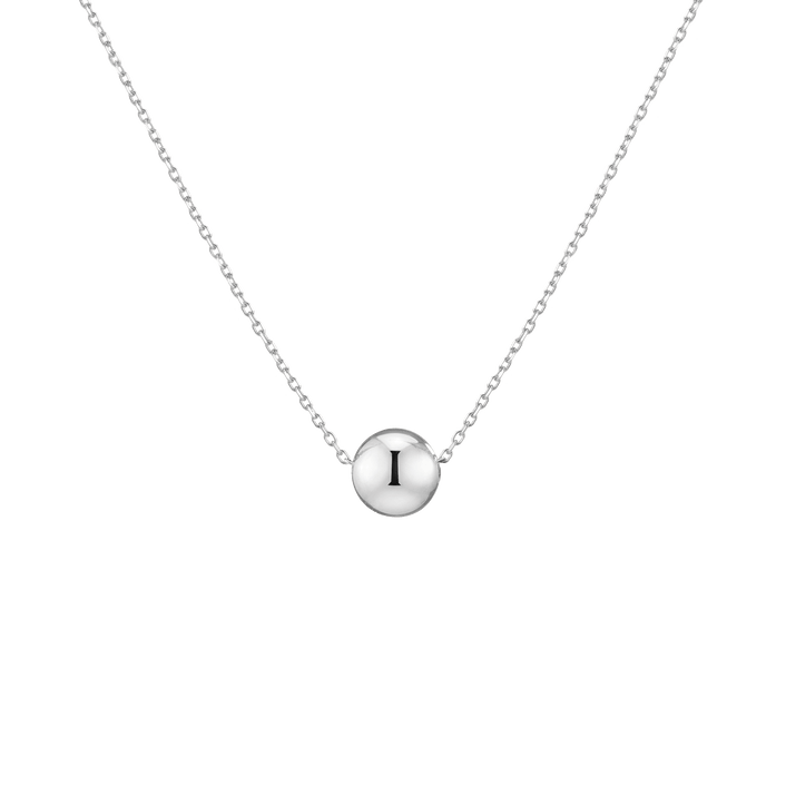 Gold Ball Pendant Necklace Vermeil White Gold 8 mm