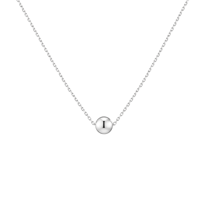 Gold Ball Pendant Necklace Vermeil White Gold 6 mm